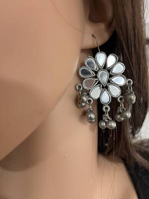 Mirror silver stud earrings 3