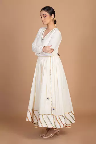 Cream angrakha sharara set
