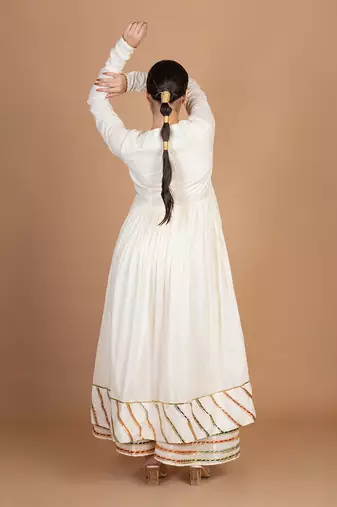 Cream angrakha sharara set