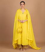 Yellow a-line kurta set