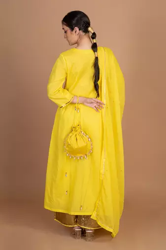 Yellow a-line kurta set