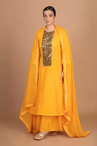 Orange sharara kurta set