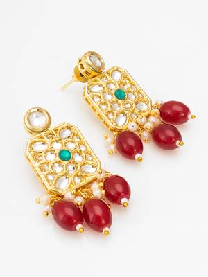 Classy handmade red and white jewellery set 3