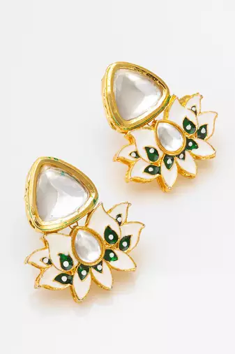 Gold plated multicolor necklace set with pair of earring