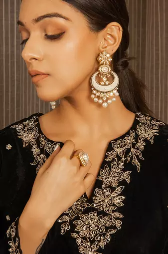 Embroidered Velvet Kurta Set