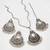 Silver-plated stone-studded oxidised necklace with earrings