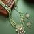 Green color handmade kundan moti mala jewellery set with pair of earrings