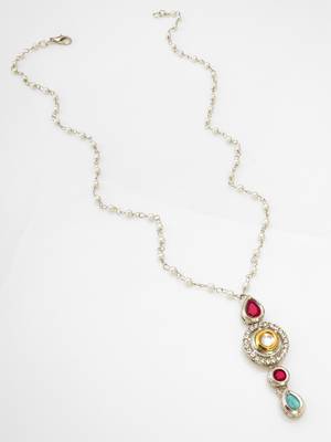 Latest gold plated stone and beads studded handmade moti mala necklace for women and girls 2