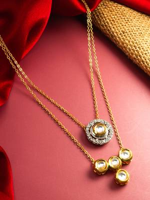 Latest gold plated stone and beads studded handmade moti mala necklace for women and girls 1