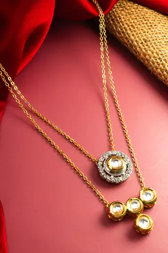 Latest gold plated stone and beads studded handmade moti mala necklace for women and girls