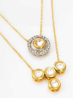 Latest gold plated stone and beads studded handmade moti mala necklace for women and girls 3