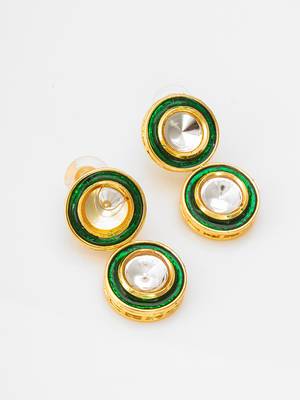 Traditional handmade multicolor kundan set with pair of matching earrings for women and girls 3