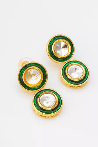 Traditional handmade multicolor kundan set with pair of matching earrings for women and girls