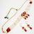 White and red color handmade kundan moti mala jewellery set with pair of earrings