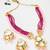 Pink and maroon color handmade kundan moti mala jewellery set with pair of earrings