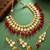 Gold plated kundan stone studded jewellery set with pair of earring and mangtikka