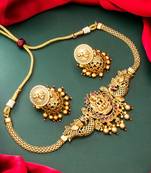 Peacock Shaped Laxmi Motif Necklace Set