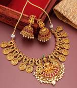 Necklace and Earrings with Laxmi Motif and Elephants