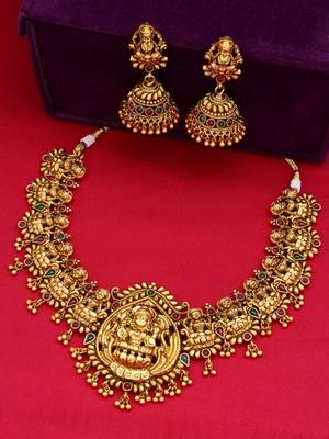 Multicoloured Gold-Plated Necklace and Earrings 1