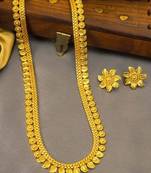 Gold-Plated Leaf Necklace and Flower Earring Set