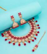 Maroon beaded jewellery necklace-sets