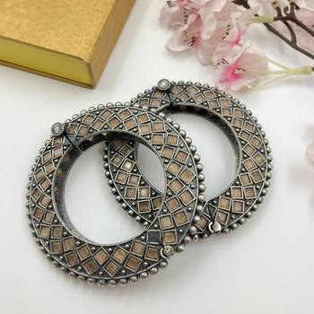 Silver oxidised openable bangles indian silver bangle traditional ethnic kada handmade colorful bracelets for women 2