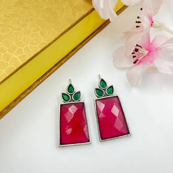 German silver attractive handmade floral designed beautiful traditional stud earrings for women oxidized unique jewelry 1