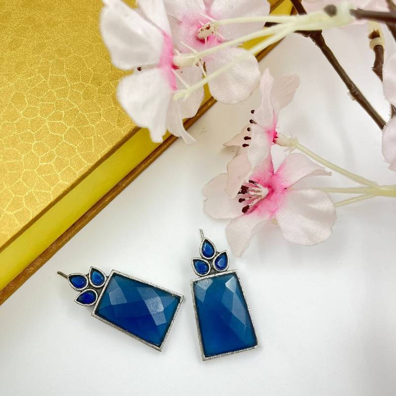 German silver attractive handmade floral designed beautiful traditional stud earrings for jewelry For Women