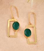 Green stone drop earrings
