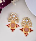 Gold plated pink kundan earrings