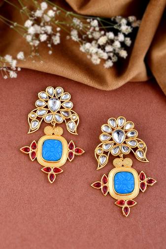 Gold plated kundan earrings