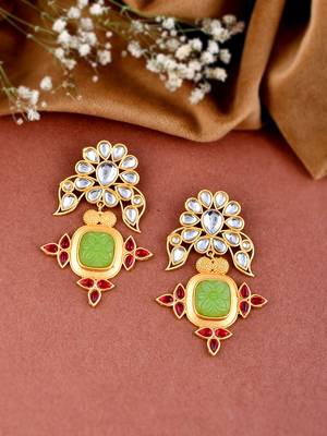 Kundan floral drop earrings 1