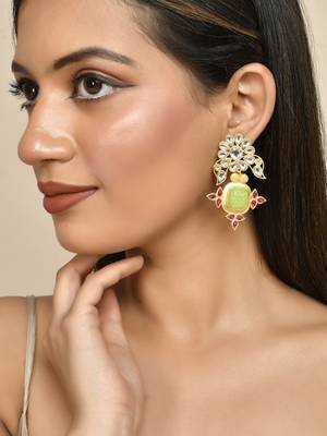 Kundan floral drop earrings 2