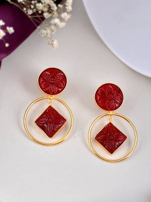 Gold plated kundan drop earring 1