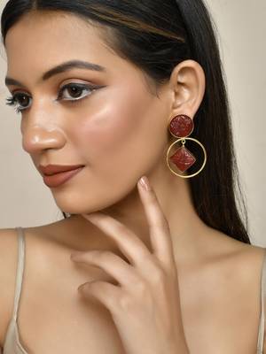 Gold plated kundan drop earring 2