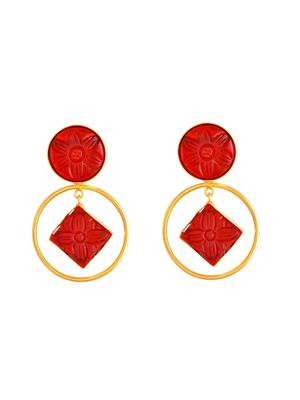 Gold plated kundan drop earring 3