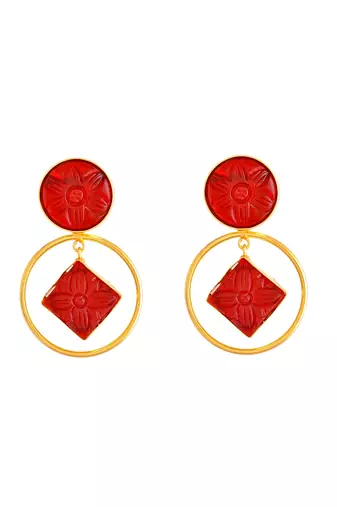 Gold plated kundan drop earring