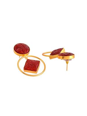 Gold plated kundan drop earring 4