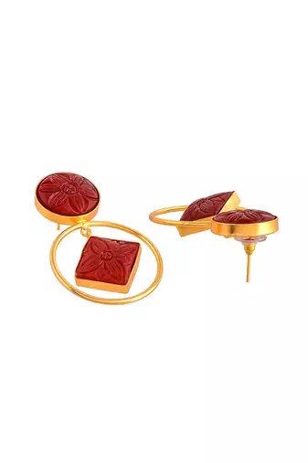 Gold plated kundan drop earring