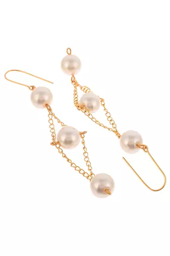Gold plated pearl drop dangle earrings