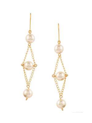 Gold plated pearl drop dangle earrings 4