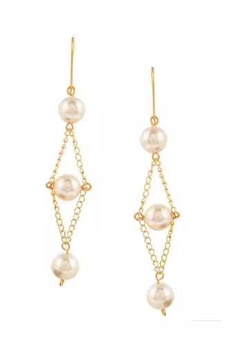 Gold plated pearl drop dangle earrings