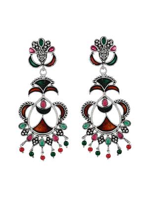 Indian ethnic handpainted oxidized drop earrings for women 3