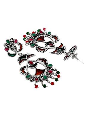 Indian ethnic handpainted oxidized drop earrings for women 4