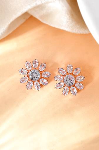 Cz floral western earrings