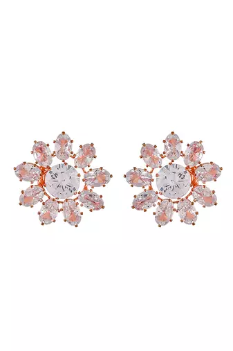Cz floral western earrings