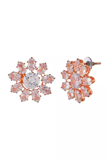 Cz floral western earrings