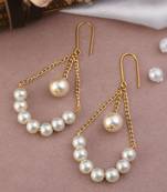 Gold plated chain pearl earrings