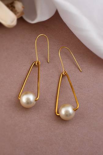 Gold plated latest pearl drop earrings for women