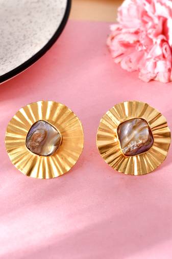 Gold plated handcrafted stud earrings